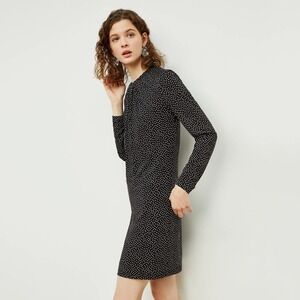 MM LaFleur The Juliana Dress Long Sleeve Pin Dot Black White Lined Mini Jersey S